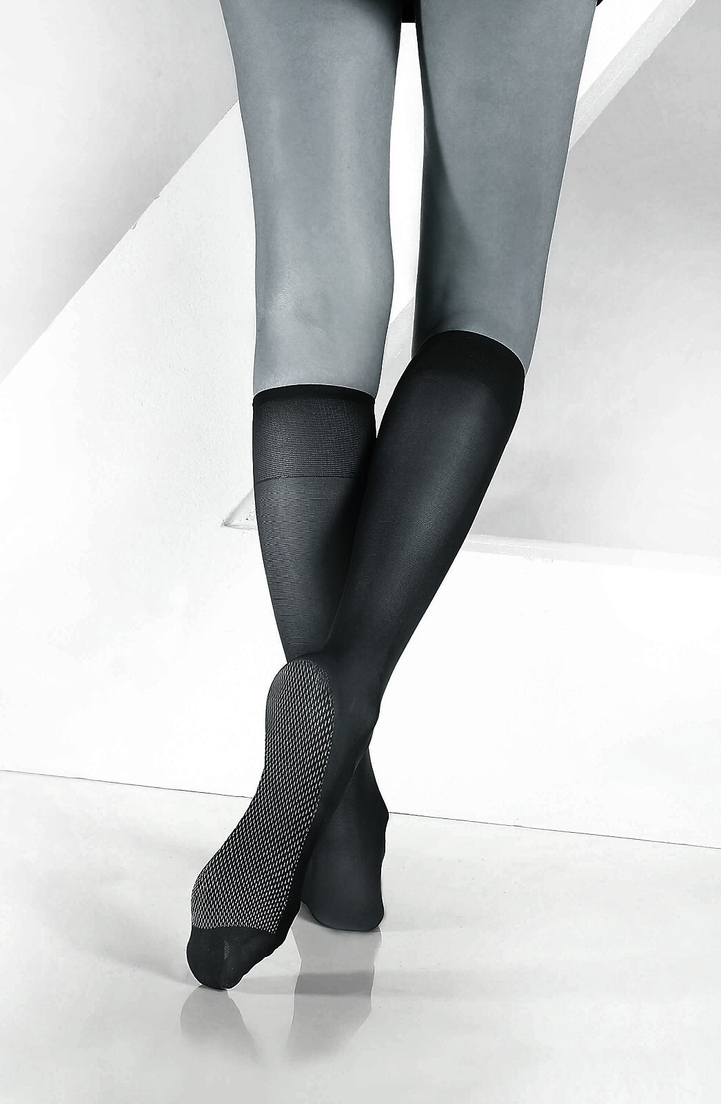 Silonkové podkolienky so zosilneným chodidlom Knittex 21111 Nature Sole 20 deň Veľkosť: ONE SIZE, Barva: čierna