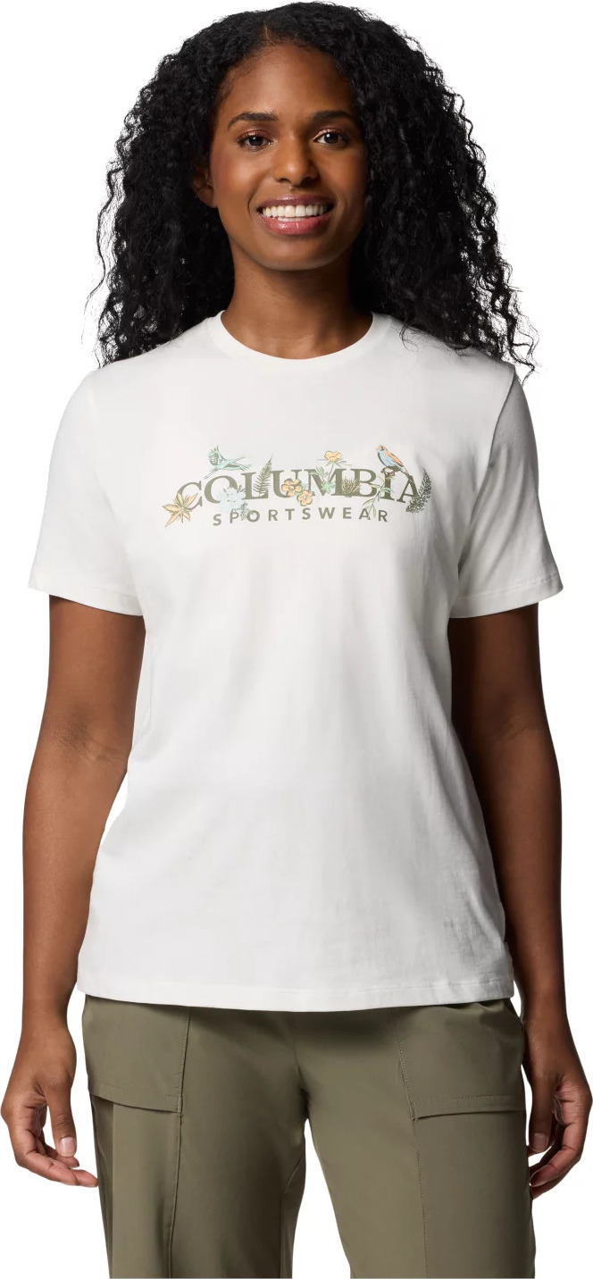 Biele dámske tričko s potlačou Columbia Boundless Beauty Logo SS Tee 2036573126 Veľkosť: L