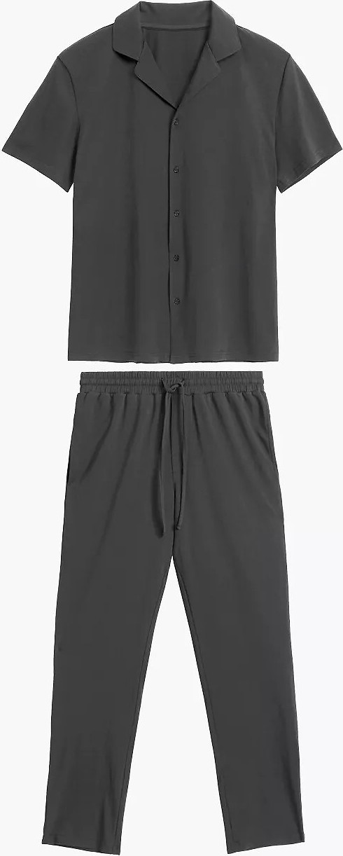 Klasické pánske pyžamo so zapínaním na gombíky Atlantic BNMP-002 kr/r S-2XL meska rozpinaná Veľkosť: S, Barva: tmavosivá