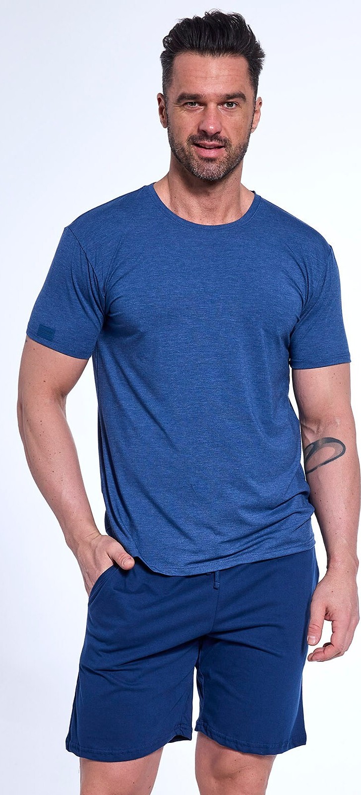 Tmavomodré pánske krátke pyžamo Cornette 925/177 Michael kr/r S-2XL meska Veľkosť: XXL, Barva: Modrá