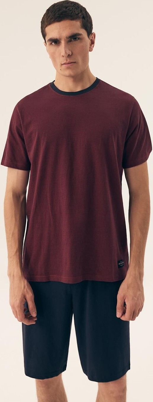 Pánske bavlnené krátke pyžamo Henderson Premium 42633 Dive kr/r M-3XL Veľkosť: XL, Barva: Vínová
