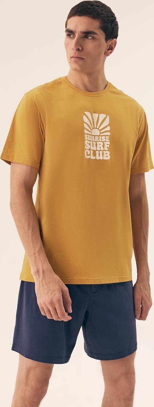 Pánske krátke pyžamo s potlačou Henderson 42600 Sun kr/r M-2XL Veľkosť: M, Barva: horčicová