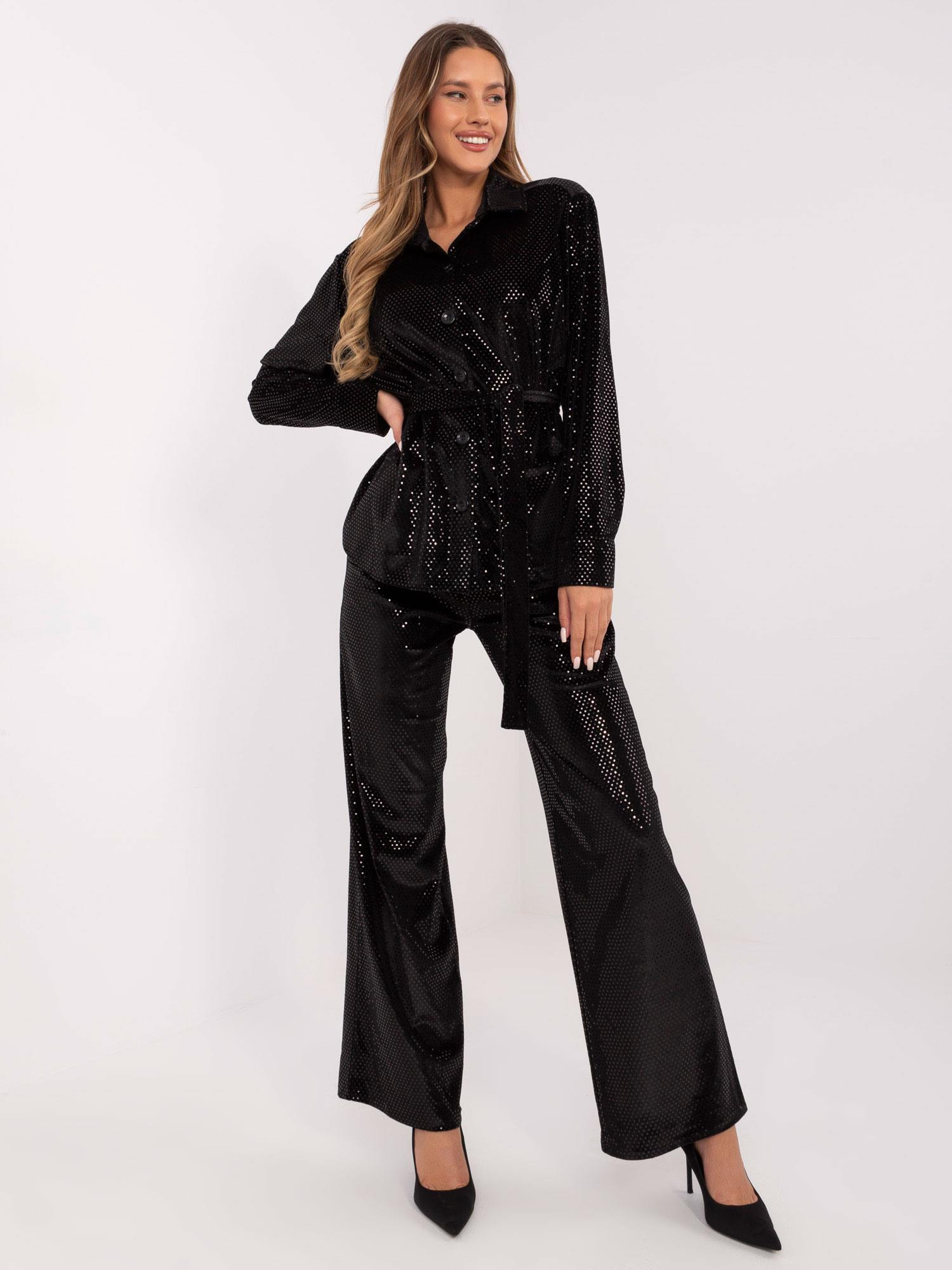 Čierny komplet s flitrami LK-KMPL-509498.08-black Veľkosť: L/XL