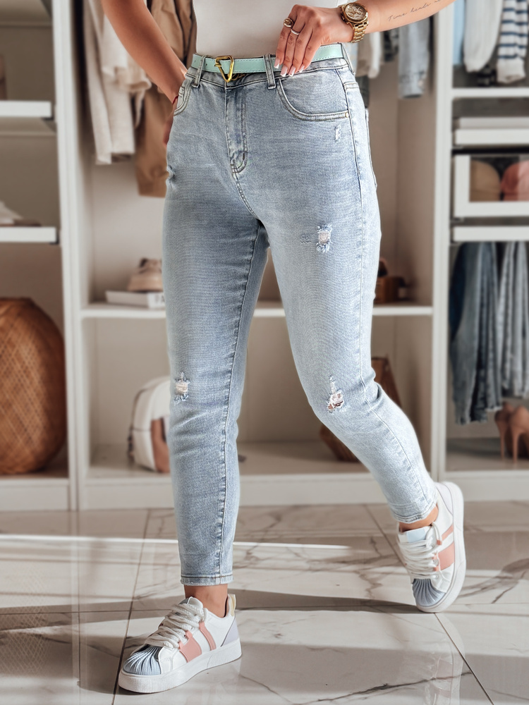 Svetlomodré dámske slim fit džínsy s jemnými odreninami STEFANIA UY2420 Veľkosť: S