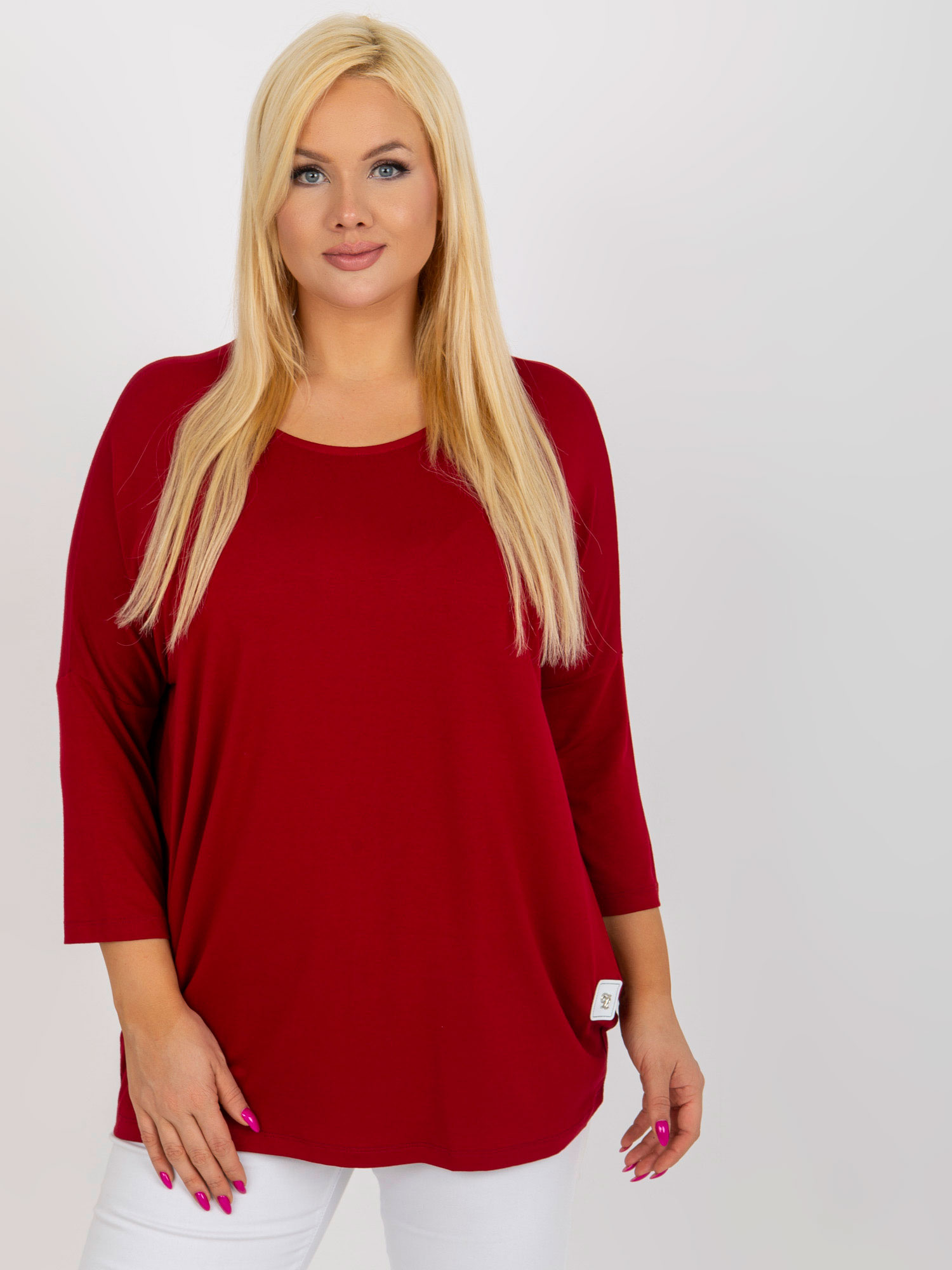 Bordó voľná blúzka s 3/4 rukávom RV-BZ-3770.92-bordo Veľkosť: ONE SIZE