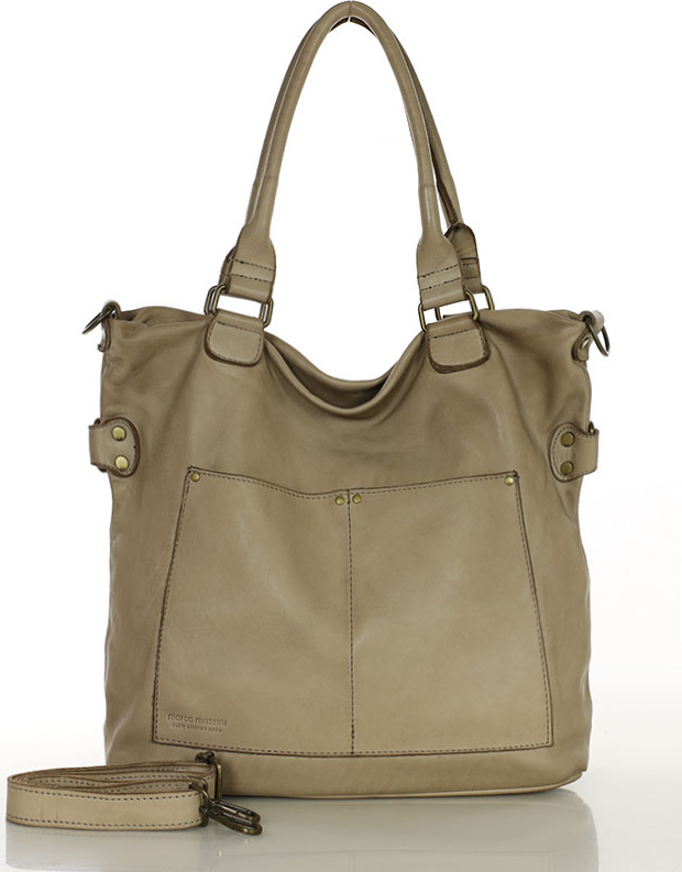 MARCO MAZZINI Béžová taupe kožená kabelka v7o Veľkosť: ONE SIZE