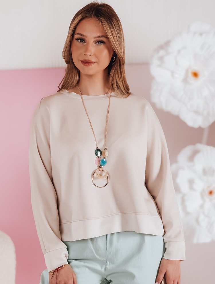 Svetlobéžová dámska ľahká krátka mikina NUBISS s príveskom RY2797 Veľkosť: ONE SIZE