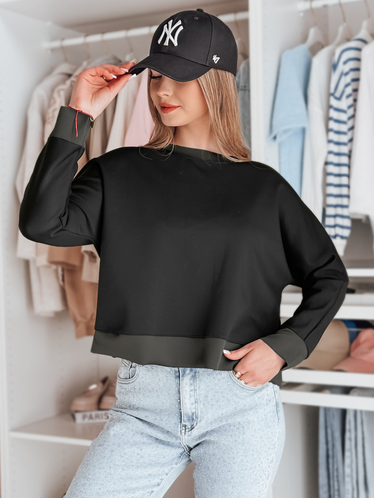 Čierna dámska ľahká krátka mikina NUBISS s príveskom RY2802 Veľkosť: ONE SIZE