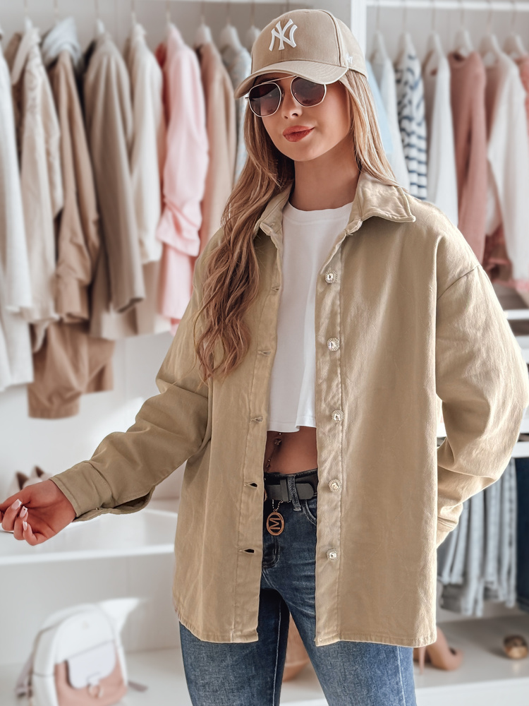 Tmavobéžová dámska košeľová bunda KOSMOJACK TY4841 Veľkosť: ONE SIZE