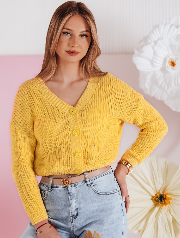 Žltý dámsky sveter s gombíkmi SWEETDREAM MY2462 Veľkosť: ONE SIZE