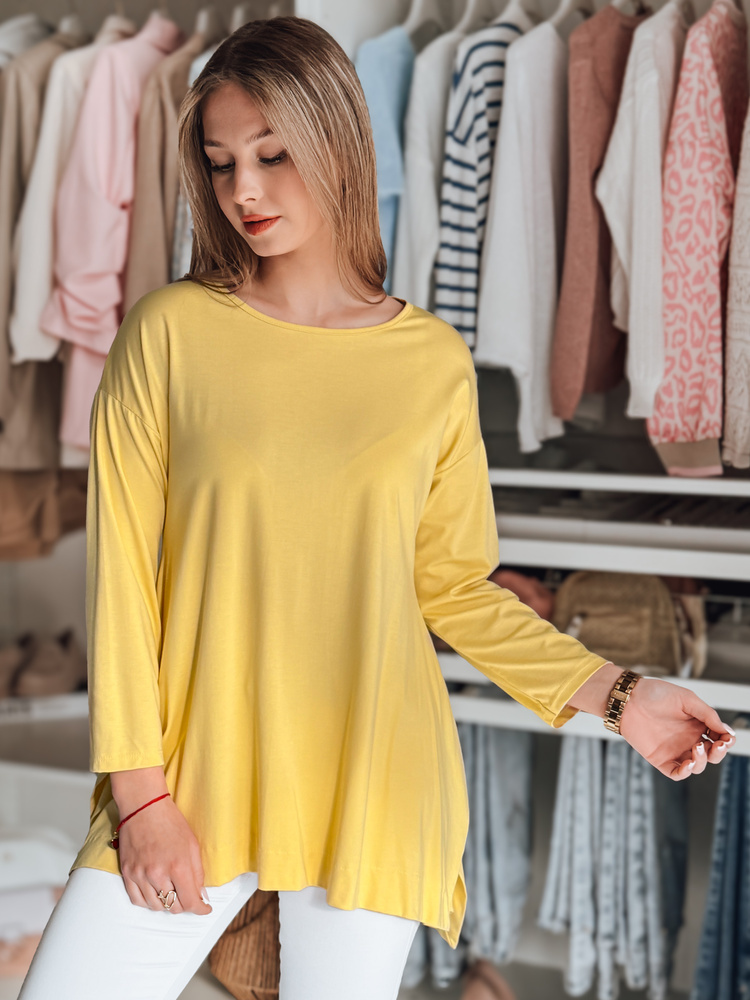 Žltá dámska asymetrická oversize blúzka s príveskom COMFILA RY2791 Veľkosť: ONE SIZE