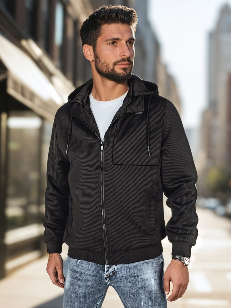 Čierna pánska prechodná bunda s kapucňou TX5016 Veľkosť: M