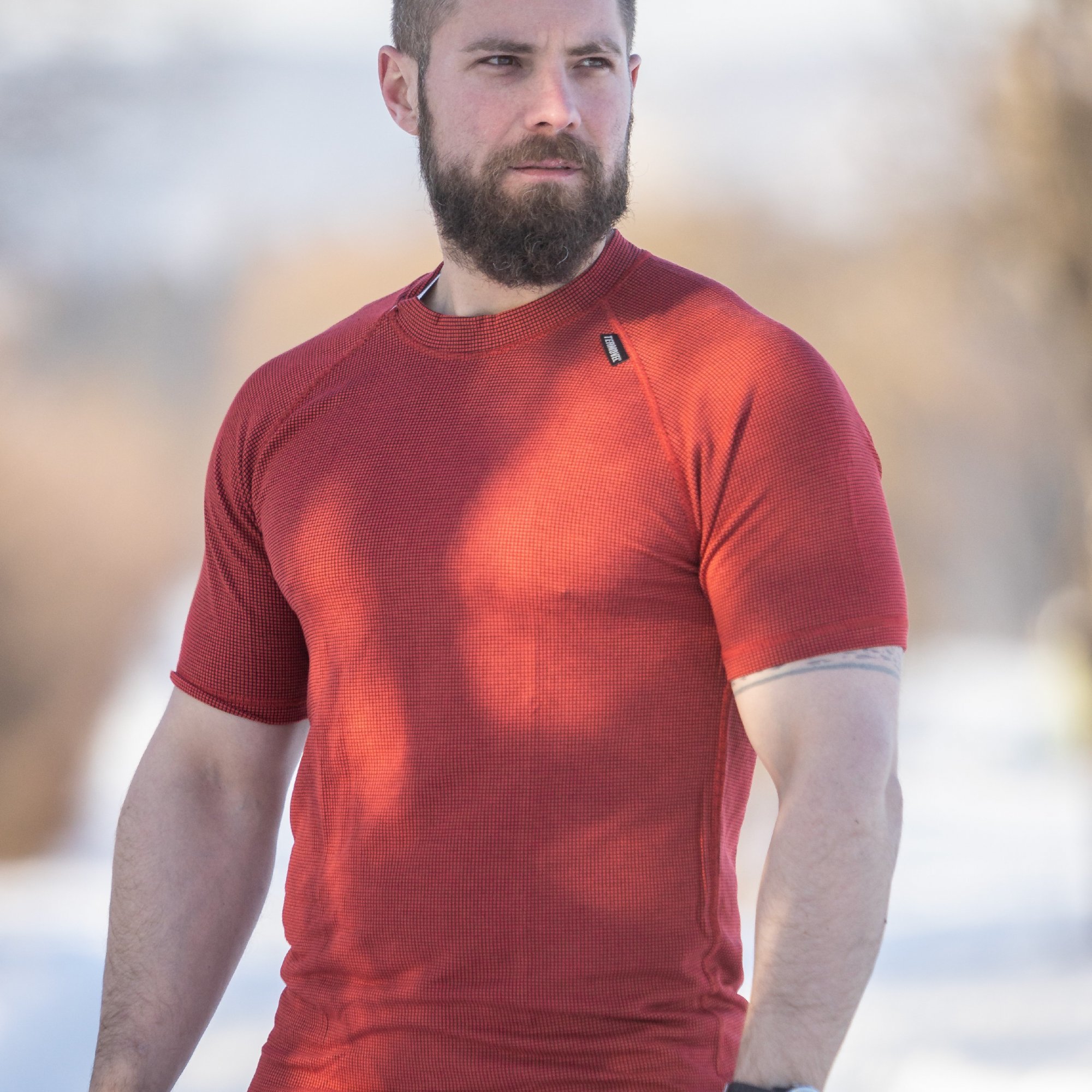 Oranžové pánske termo tričko s krátkym rukávom Veľkosť: 2XL