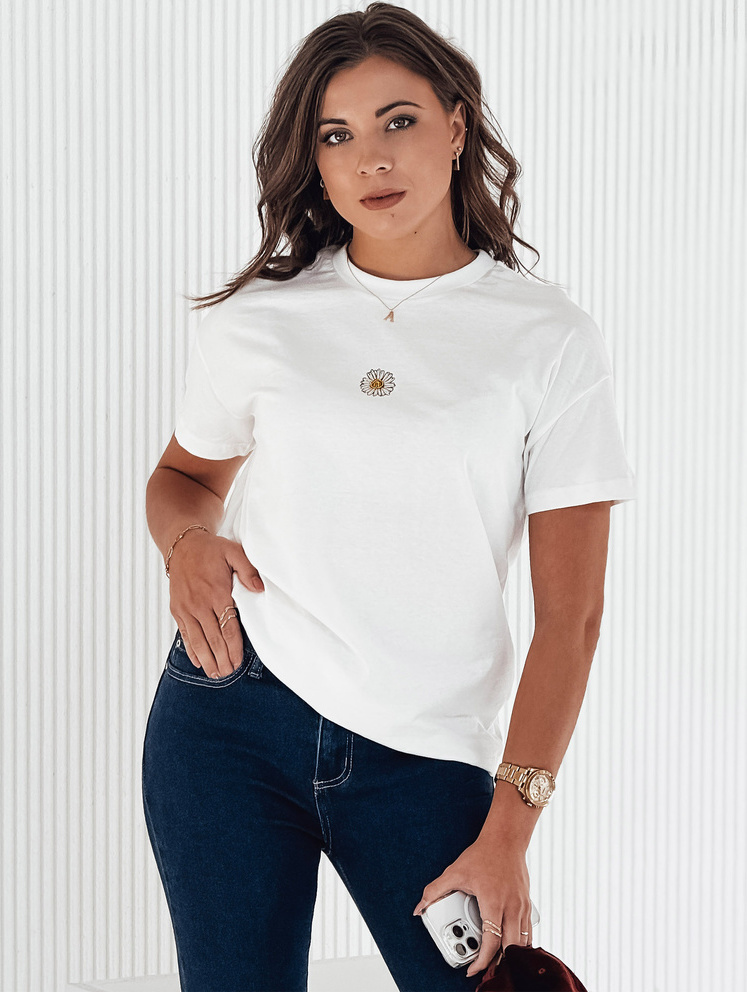 Smotanové dámske tričko s kvetinovou potlačou FLORTA RY2569 Veľkosť: S