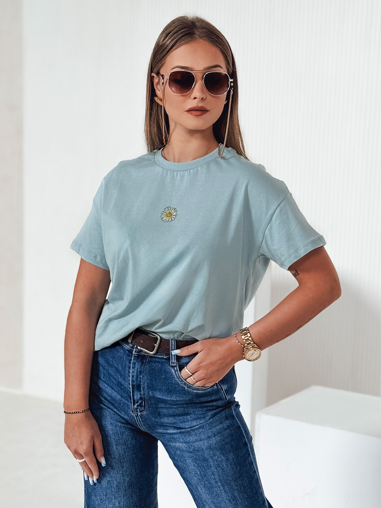 Svetlomodré dámske tričko s kvetinovou potlačou FLORTA RY2557 Veľkosť: S