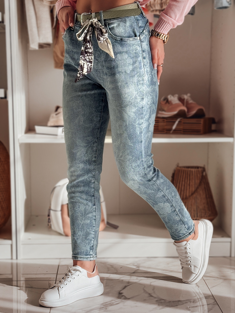 Dámske slim fit džínsy s jemným kvetinovým vzorom FLORETTA UY2490 Veľkosť: S