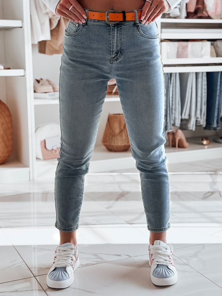 Modré dámske slim fit džínsy s vysokým pásom FITONIC UY2450 Veľkosť: S