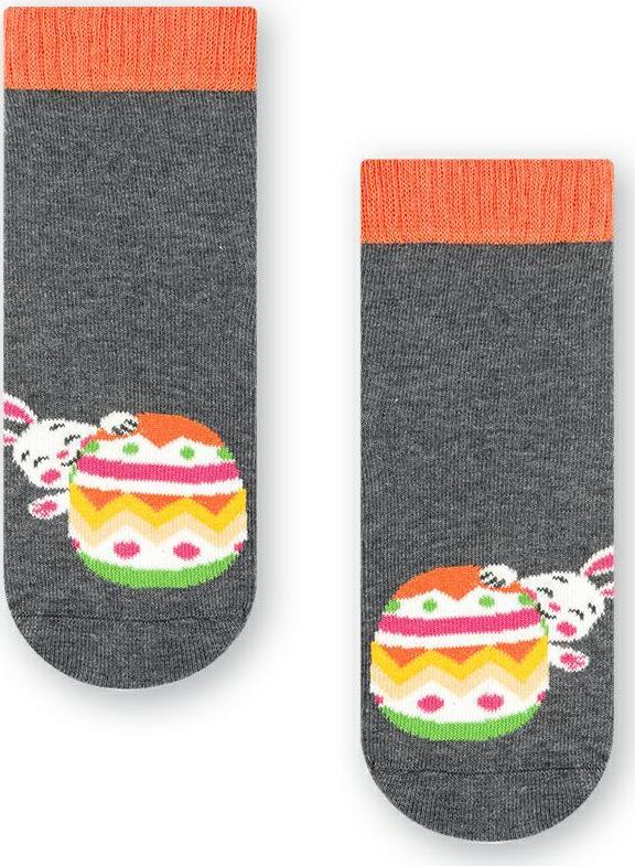 Tmavosivé detské veľkonočné ponožky Art.014 JL044, GRAY MELANGE Veľkosť: 26/28