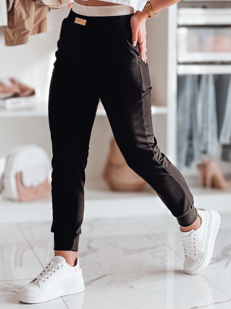 Čierne dámske tepláky s vysokým pásom LA VOGUE UY2397 Veľkosť: 2XL