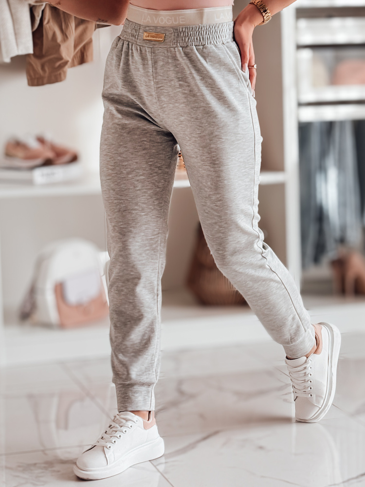 Sivé dámske tepláky s vysokým pásom LA VOGUE UY2396 Veľkosť: 2XL