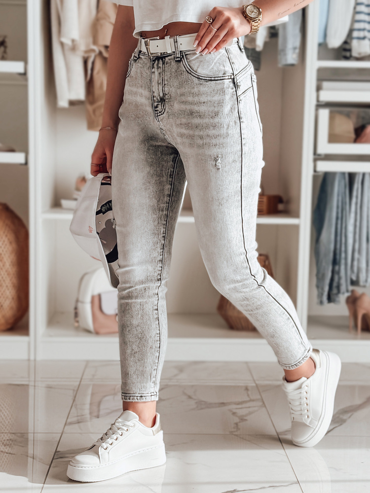 Dámske sivé slim fit džínsy s vysokým pásom SKINNEX UY2430 Veľkosť: XS