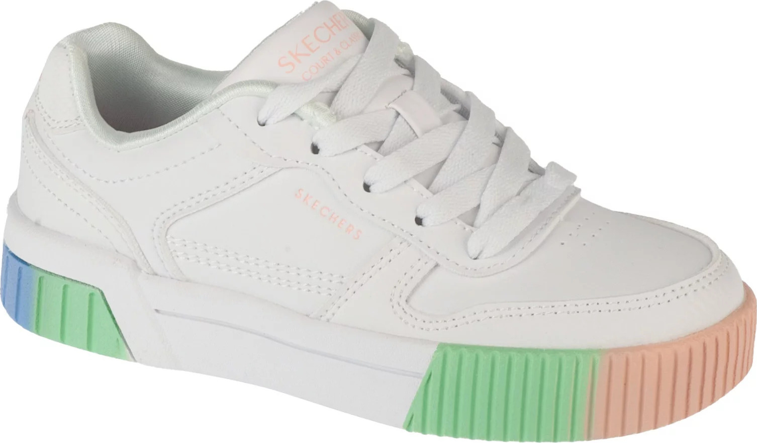 Biele dámske štýlové tenisky s farebnými detailmi Skechers Jade 310890L-WMLT Veľkosť: 28