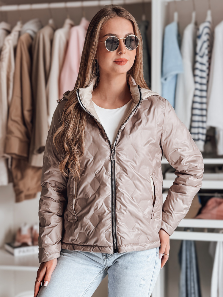 Dámska ružovo-béžová lesklá prechodná obojstranná bunda SYLVIAN TY4864 Veľkosť: S