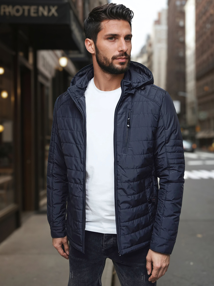 Tmavomodrá pánska prešívaná prechodná bunda TX5004 Veľkosť: M/48