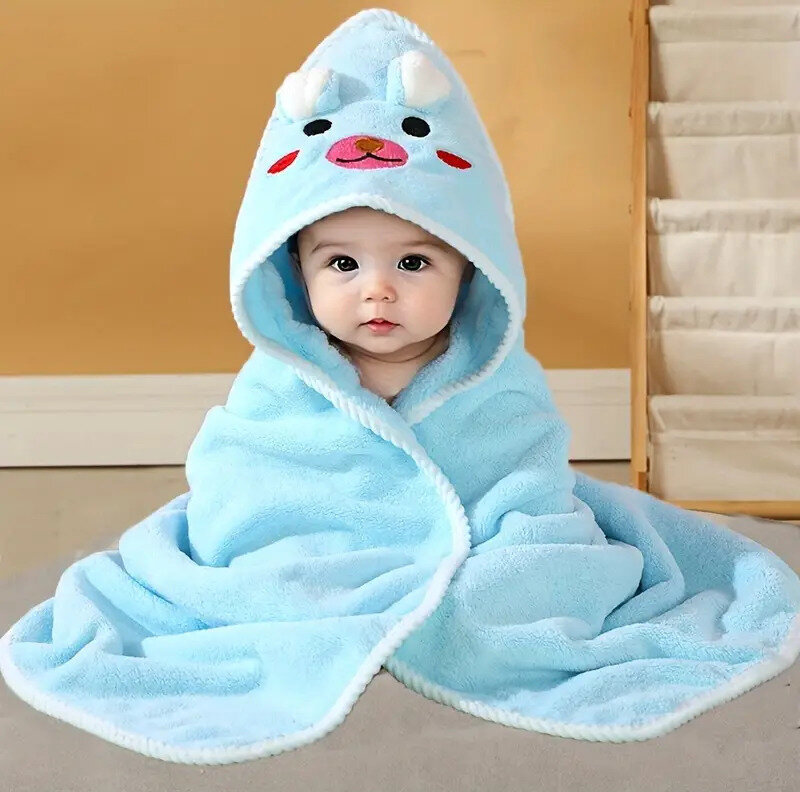 Svetlomodrý uterák s kapucňou pre novorodenca Teddy bear Veľkosť: ONE SIZE