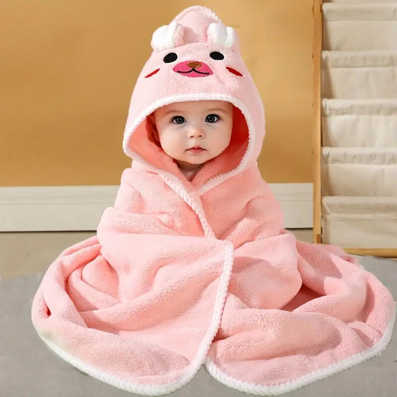 Svetloružový uterák s kapucňou pre novorodencov Teddy bear Veľkosť: ONE SIZE
