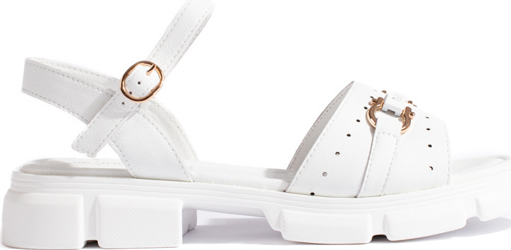 Biele kožené sandále s nízkou platformou GD-FL014W Veľkosť: 36