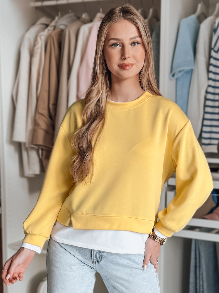Ľahká žltá dámska mikina voľného strihu LUZZIO BY1380 Veľkosť: ONE SIZE
