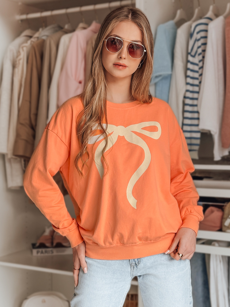 Oranžová dámska mikina s okúzľujúcou potlačou mašle SOFTTIE BY1378 Veľkosť: ONE SIZE