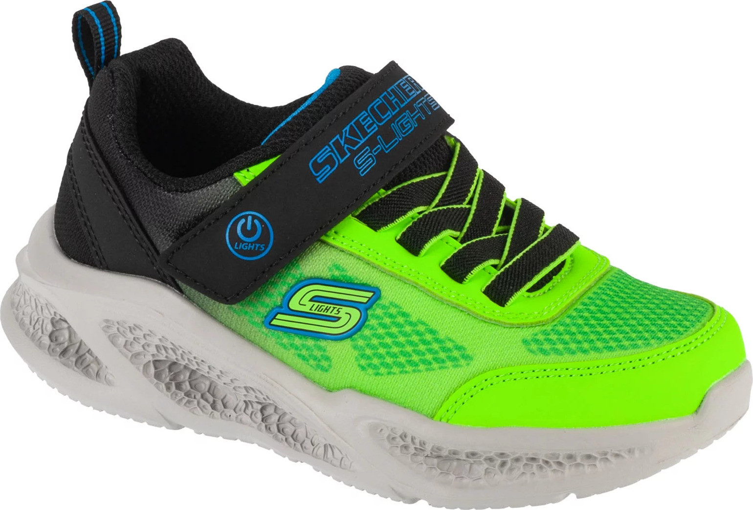 Čierno-zelené detské svietiace tenisky Skechers Meteor-Lights - Krendox 401495L-BBLM Veľkosť: 33