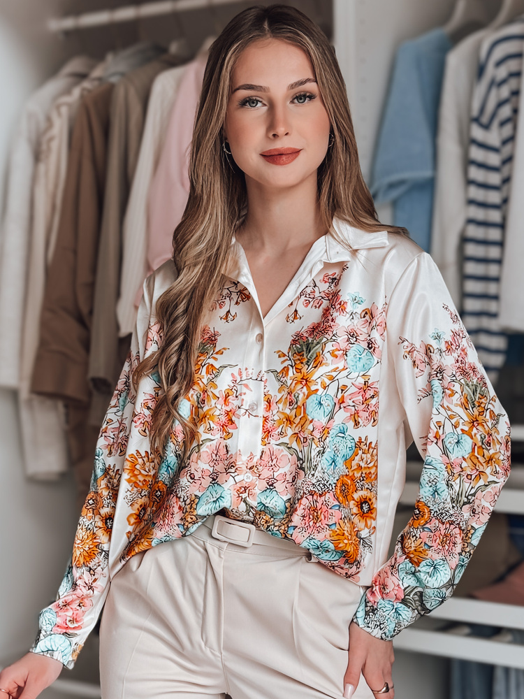 Béžová blúzka s kvetinovým vzorom BLOSIVA DY0464 Veľkosť: ONE SIZE