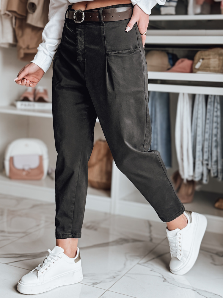 Čierne chino nohavice s vysokým pásom CHINOSKA UY2560 Veľkosť: M