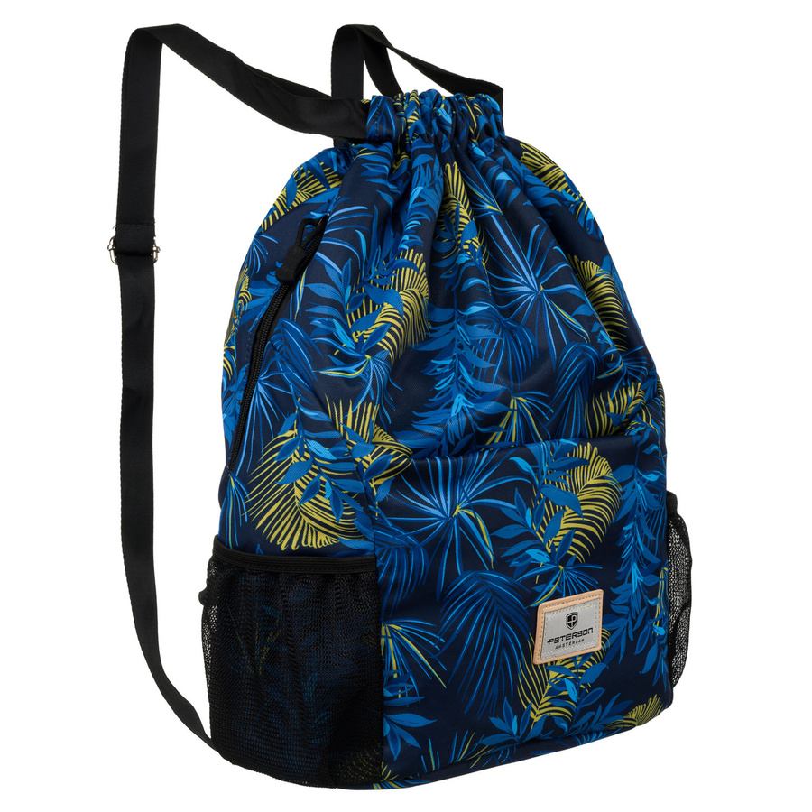 Peterson Tmavomodrý dámsky vak s rastlinným vzorom a nastaviteľnými popruhmi PTN 77709 Veľkosť: ONE SIZE