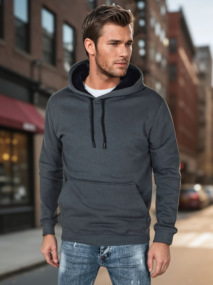 Tmavosivá pánska mikina s kapucňou BX5863 Veľkosť: M