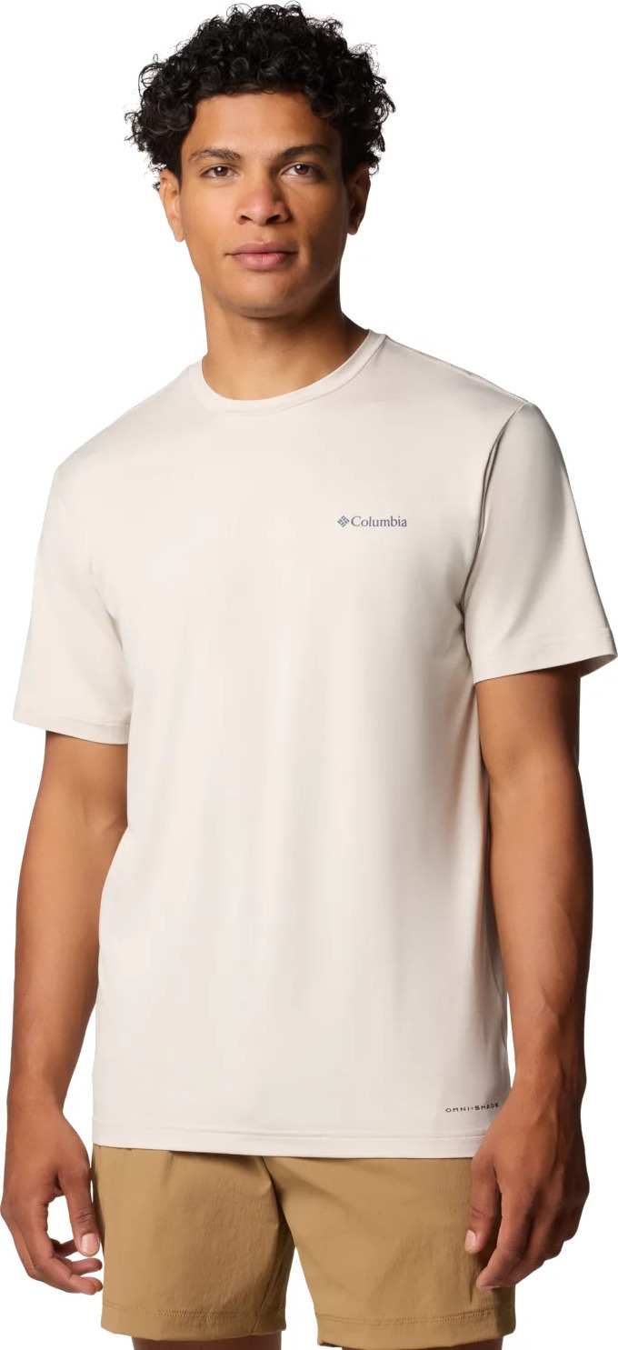 Smotanové pánske tričko s krátkym rukávom Columbia Kwick Hike Back Graphic SS Tee 2071754280 Veľkosť: L