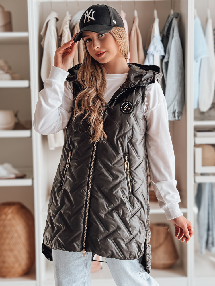 Dámska čierna hrejivá vesta s prešívaním GRANDI TY4883 Veľkosť: S