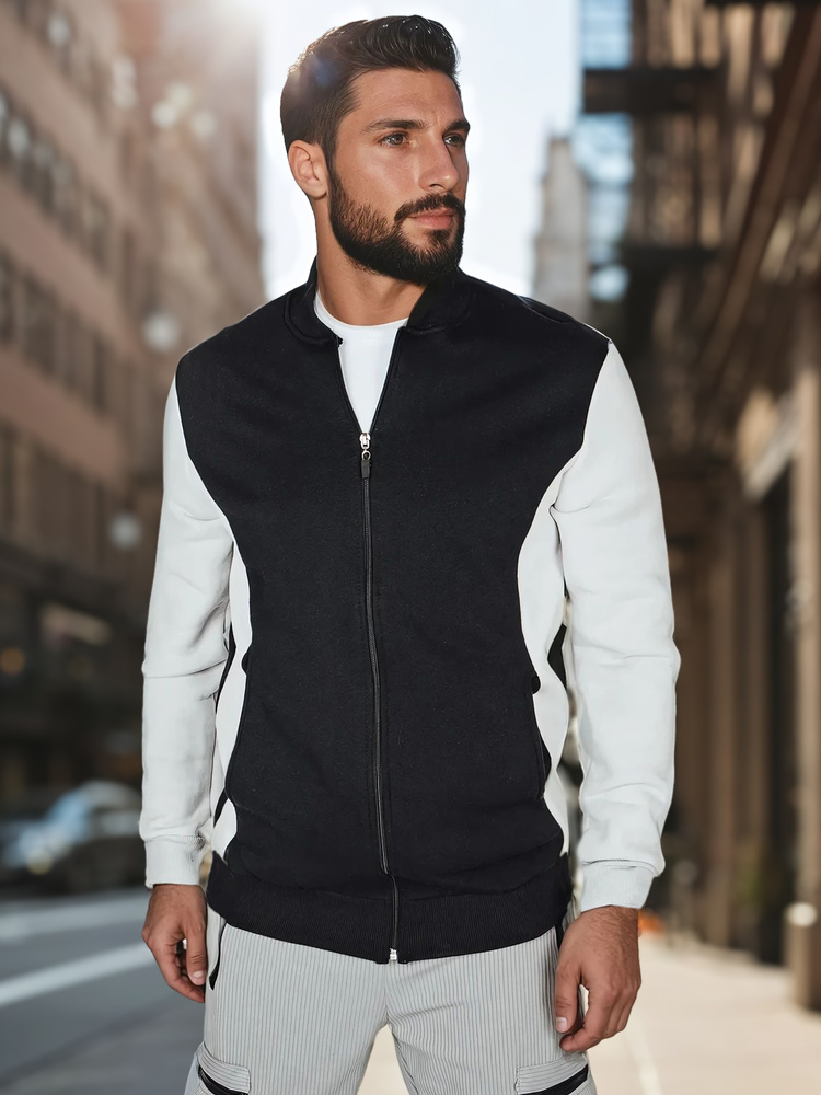 Čierna pánska mikina na zips so stojačikom BX5909 Veľkosť: 2XL