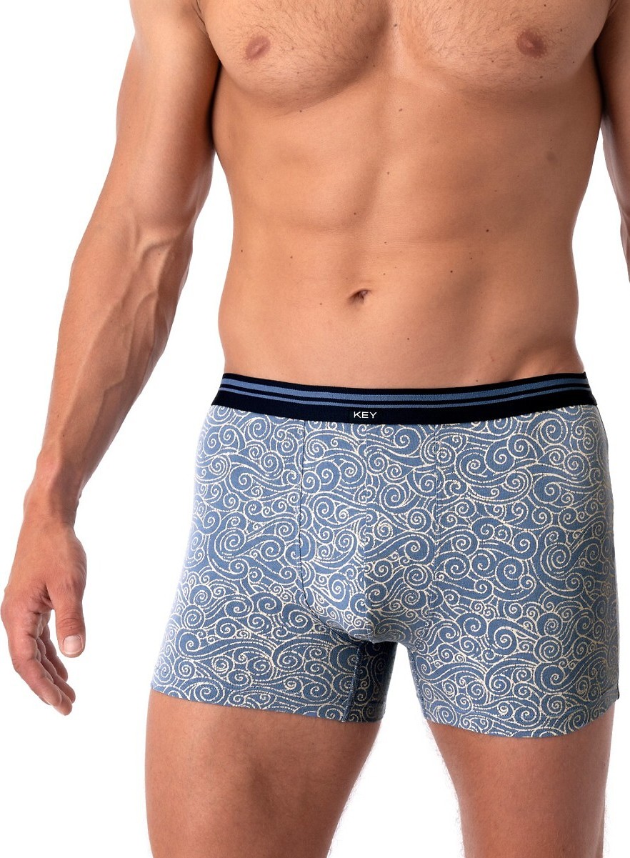 Pánske boxerky so vzorom Key MXH 748 A25 M-2XL Veľkosť: M, Barva: Modrá