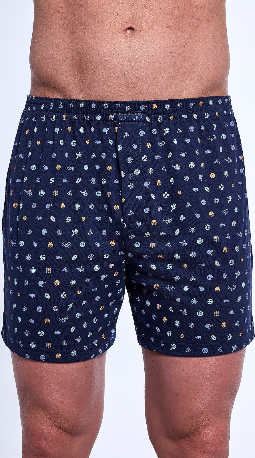 Tmavomodré pánske trenírky s potlačou Cornette Comfort 002/312 S-2XL Veľkosť: M, Barva: tmavomodrá