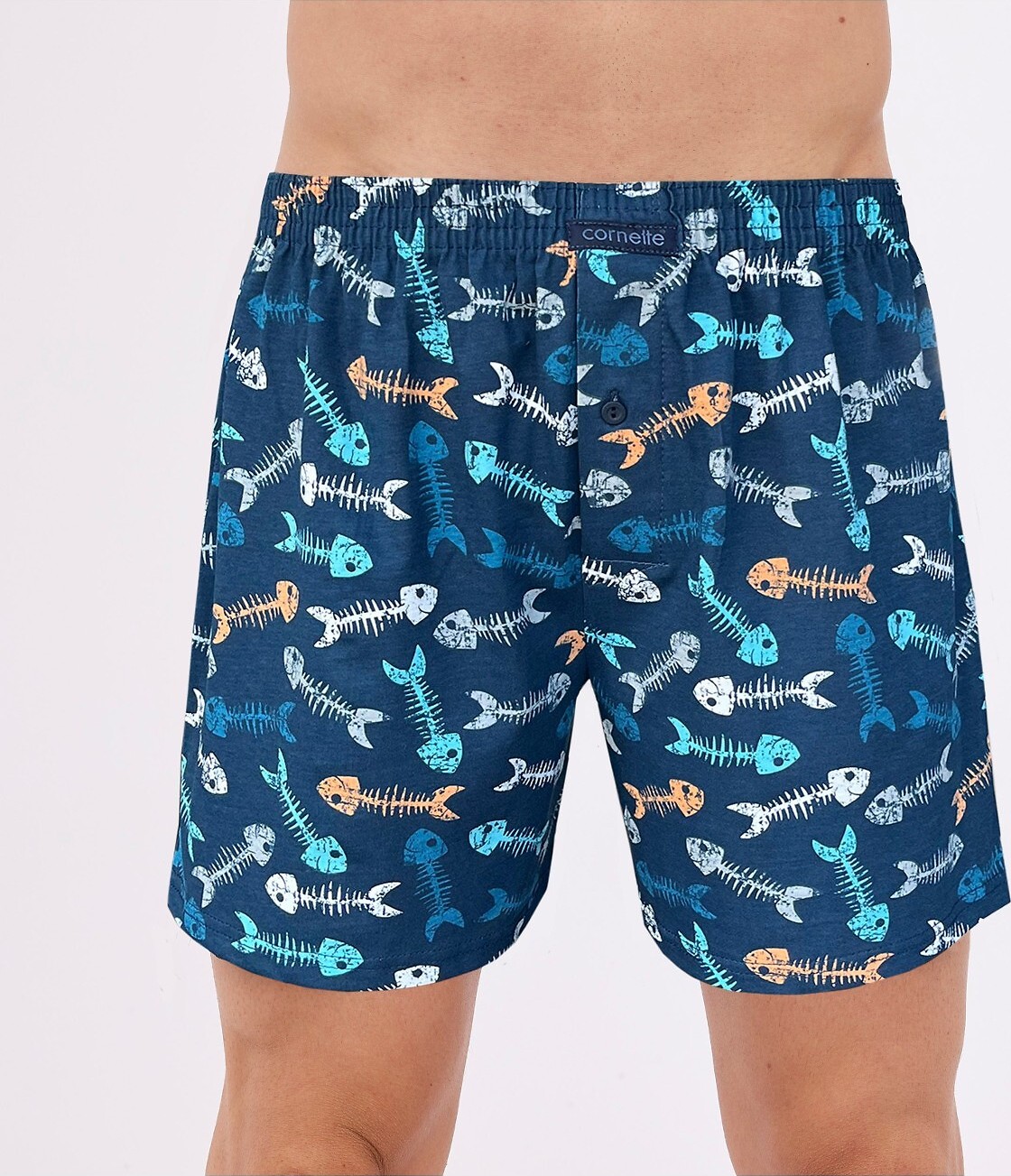 Tmavomodré pánske trenírky s potlačou Cornette Classic 001/171 S-2XL Veľkosť: XXL, Barva: tmavomodrá