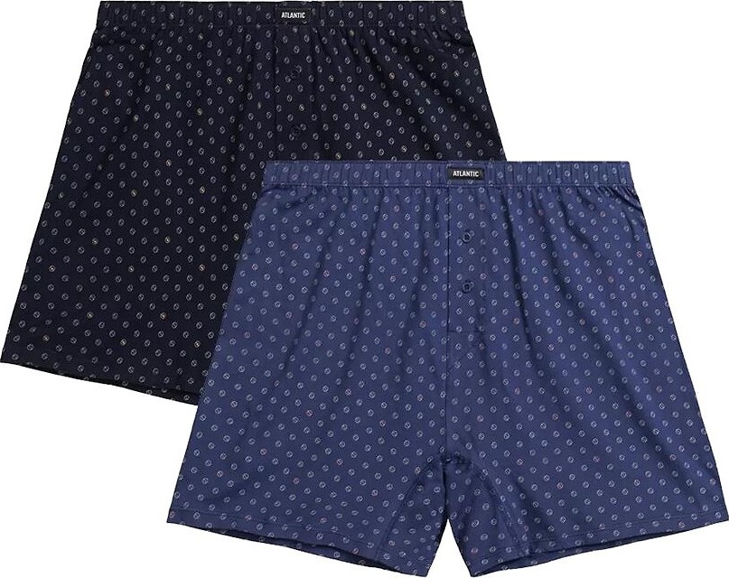 Sada 2 pánskych trenírok s jemným vzorom Atlantic 2MBX-069 A'2 M-3XL Veľkosť: XXL, Barva: modrá/tmavě modrá