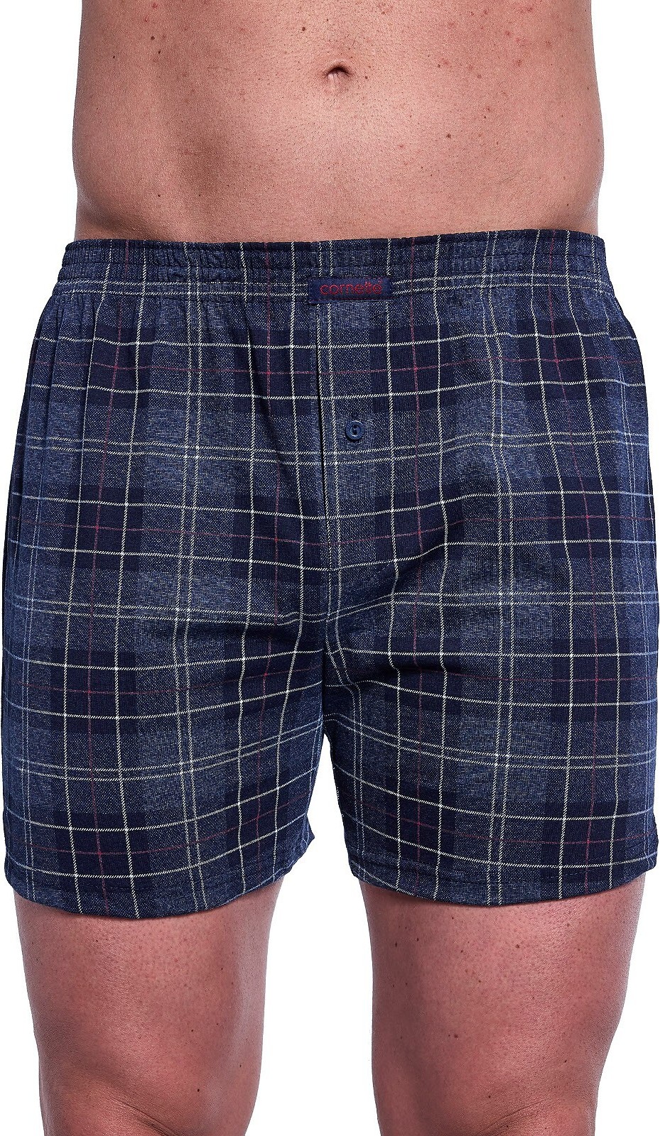 Grafitové pánske kárované trenírky Cornette Comfort 002/307 S-2XL Veľkosť: M, Barva: Grafitová