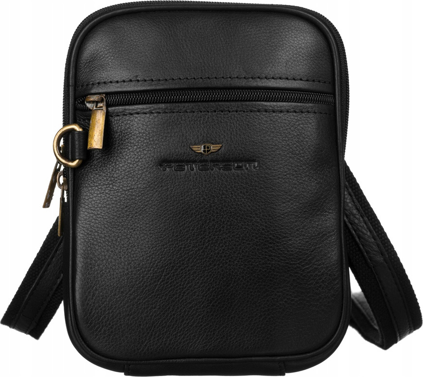 Peterson Čierna kožená taška cez rameno [DH] PTN 1113-NDM BLACK Veľkosť: ONE SIZE