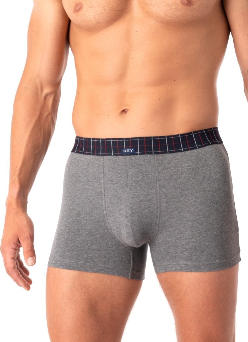 Pánske boxerky s károvanou gumou v páse Key MXH 407 A25 M-2XL Veľkosť: XL, Barva: sivá