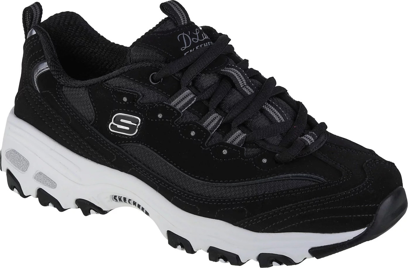 Čierne sneakersy na platforme Skechers D'Lites - Biggest Fan 11930-BLK Veľkosť: 37
