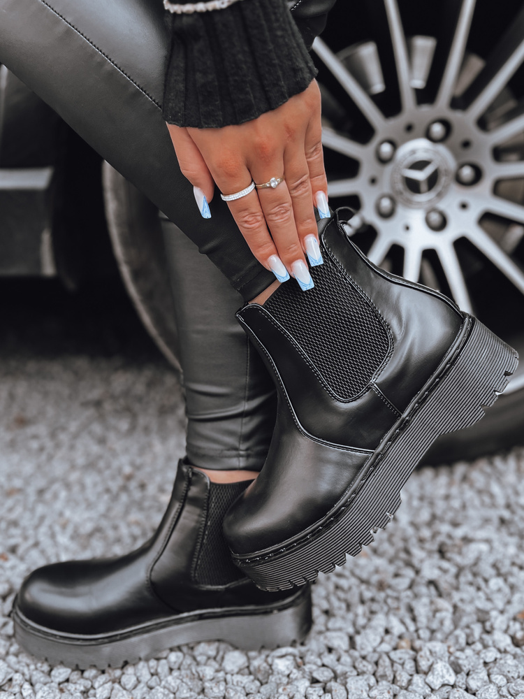 Dámske čierne členkové topánky STEPBACK s vysokou podrážkou ZY0494 Veľkosť: 38